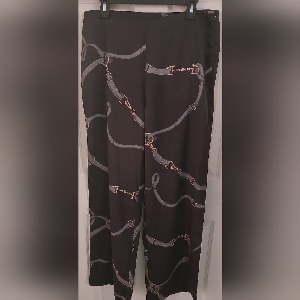 NWT J. McLaughlin Carter Pant Black/Gold Bridle Chain